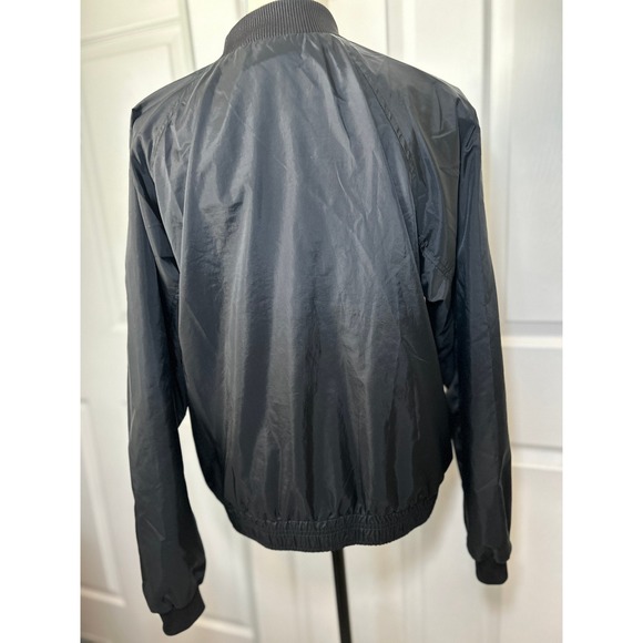 Adidas Women's Windbreaker‎ Jacket Black Medium Satiny Bomber Jacket - Picture 4 of 6